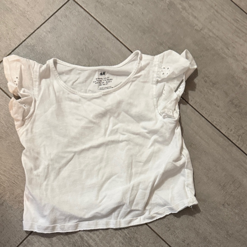 H&M Kids White Short Sleeve Top with Eyelet Detail